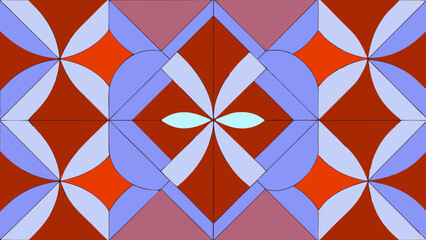 Aufkleber - Geometric pattern with interlocking shapes in red blue and light blue colors