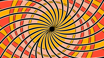 Aufkleber - Vibrant swirling geometric pattern with warm colors and black outlines