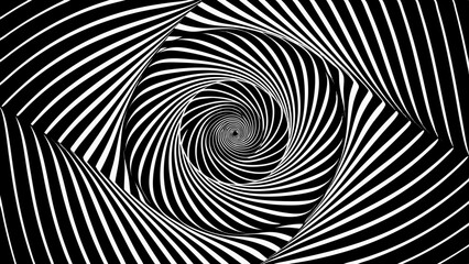 Aufkleber - Abstract black and white optical illusion swirl tunnel vortex pattern