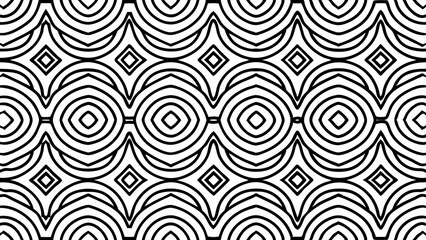 Aufkleber - Abstract black and white geometric pattern with concentric circles and diamonds