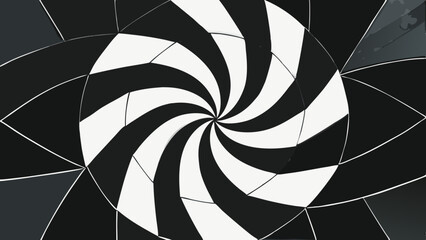 Poster - Abstract black and white swirl pattern with geometric shapes