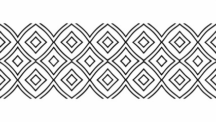 Aufkleber - Seamless geometric pattern of interlocking diamonds and arches in black and white