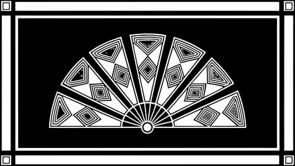 Poster - Art deco style geometric fan design with black and white contrast
