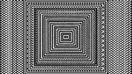 Aufkleber - Abstract black and white geometric pattern with concentric squares and textured borders
