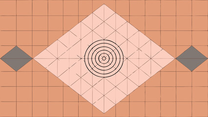 Aufkleber - Concentric circles target design on a geometric pattern of intersecting lines and squares