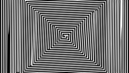 Aufkleber - Abstract black and white op art spiral pattern with concentric squares