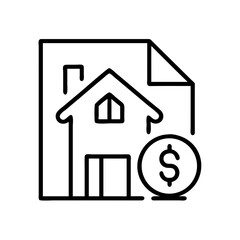 Poster - Real estate property tax document with house and dollar coin icon for property investment plan