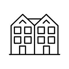 Poster - Outline drawing of two family house building vector icon for real estate and architecture projects design use