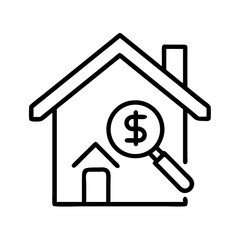 Poster - Real estate property value search and appraisal with magnifying glass over house icon concept