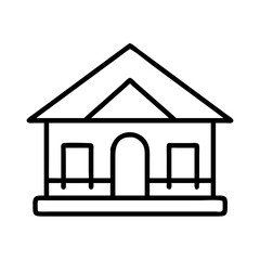 Poster - House icon vector illustration, home building architecture, real estate property, simple line drawing design