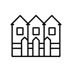 Poster - Find simple house drawing with fence vector illustration for real estate and home improvement projects