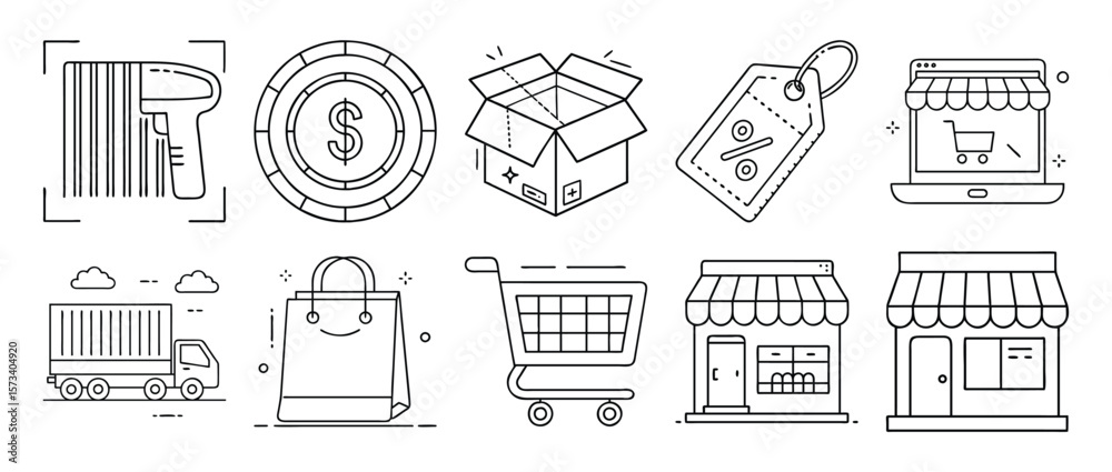 Outline icon set for shopping and e-commerce - Linear icons ...