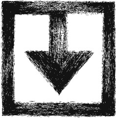 Leinwandbilder - Sketch of downward black arrow inside square frame