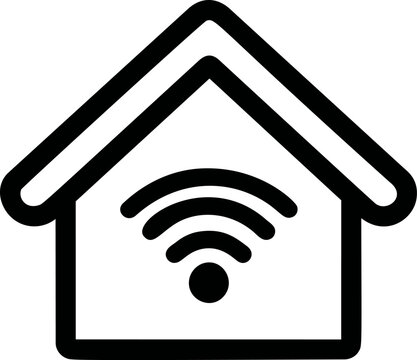 Outline of smart home with wifi symbol inside representing connectivity