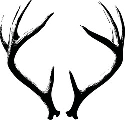 Poster - Silhouette of black deer antlers, minimalist illustration