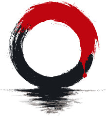 Leinwandbilder - Abstract black and red ink circle with reflection