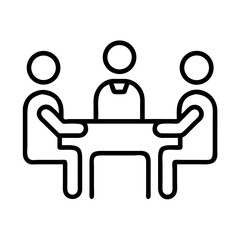 Poster - Meeting icon business team collaboration conference people sitting at table discussion vector design on transparent background