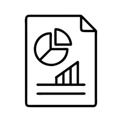 Poster - Business report document with pie chart and bar graph for financial data analysis review on transparent background