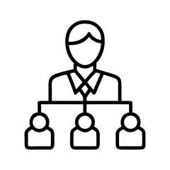 Poster - Organization chart hierarchy structure business management team leadership employee network outline on transparent background