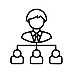 Poster - Organization chart hierarchy structure business management team leader employee network diagram icon vector on transparent background