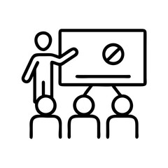 Poster - Find a workshop leader and training session for employees and business presentation meeting room setting on transparent background