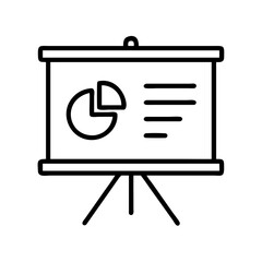 Poster - Presentation board with pie chart and text lines for business meeting and data analysis report on transparent background