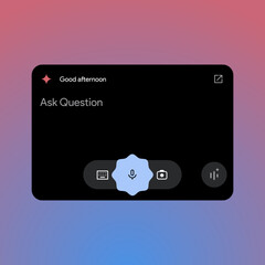 Fototapete - Gemini AI text placeholder design. LLM assistant chat interface. Input prompt box. Google artificial intelligence Generate button. Large language model text generator. Vector illustration.