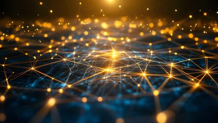 Poster - A captivating network of glowing lights illuminating the dark night sky in a digital landscape setting