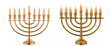 © watz - traditional Jewish menorah made of polished brass with an ornate design isolated
