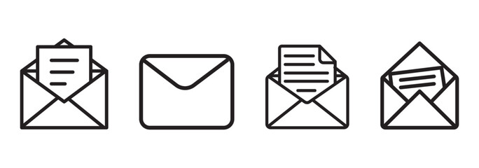 Poster - set of mail icon thin line style. envelope, message, email icon. vector illustration