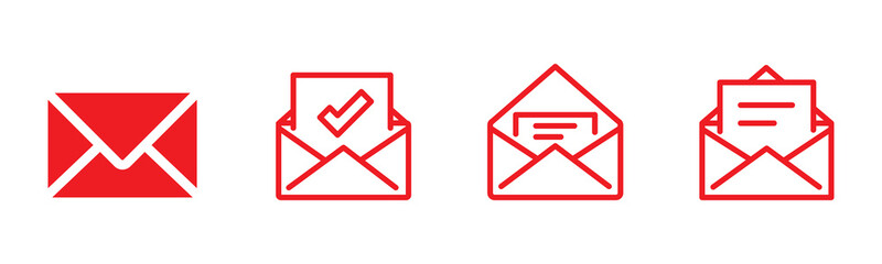 Poster - Mail or email icon set. Envelope symbol with letter. Vector illustration and PNG transparent
