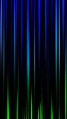 Poster - Dark abstract design featuring vertical glowing lines Blues and greens blend softly creating a digital rain visual effect with light streaks and shadowy areas