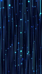 Poster - Abstract image showcases blurred vertical lines with speckled light Deep blue background evokes mystery and technological complexity Minimalist design creates visual depth