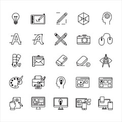 Poster - A Collection of Design Related Icons Representing Ideas, Creativity, and Digital Design Concepts in a Minimalist Style