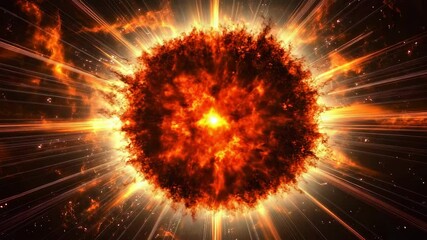 Poster - Bright fiery explosion in the night sky illuminating the darkness with vibrant colors and energy