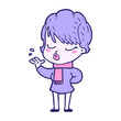 © lineartestpilot - cartoon woman with eyes shut in bright neon color