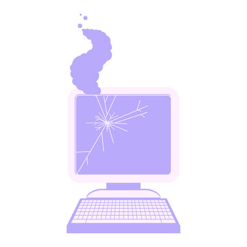 broken computer graphic vector illustration icon in bright neon color