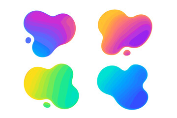 Fototapete - Vector geometric template elements featuring a set of trendy, colorful, and glowy fluid shapes for use in your own projects