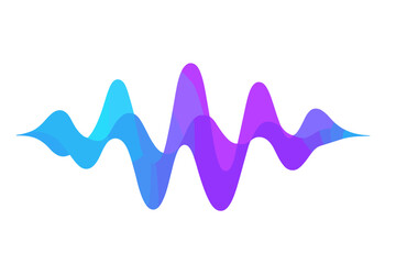 Poster - Vector illustration of a blue and purple sound wave background, featuring abstract audio signals and digital music beats in the form of a colorful electronic waveform