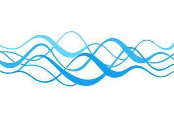 Poster - blue abstract melody lines of a wave on a white background in vector form
