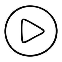 Poster - Play button icon outline for media control apps and interfaces. Vector hand-drawn doodle illustration
