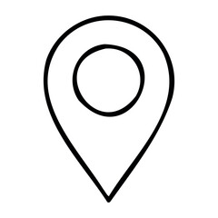 Poster - Minimalist location icon featuring classic pin design. Vector hand-drawn doodle illustration