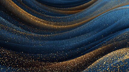 Aufkleber - Abstract waves of shimmering gold and deep blue create a mesmerizing, luxurious visual effect.