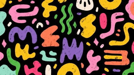 Fototapete - Vibrant geometric forms dancing across dark surface, generating rhythmic pattern with energetic textures and bold graphic composition