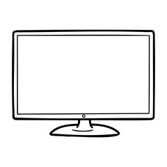 Poster - Minimalist drawing of a flat monitor with simple outline design. Vector hand-drawn doodle illustration