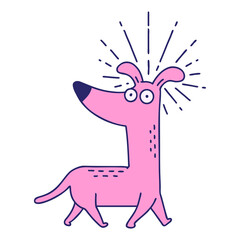 Wall Mural - illustration of a traditional tattoo style surprised dog in bright neon color