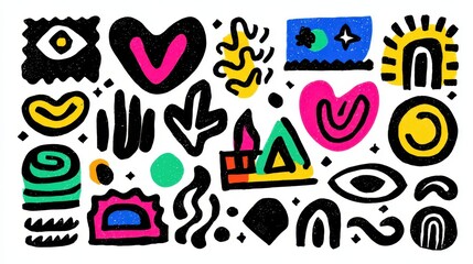 Poster - Various colorful abstract shapes are forming a vibrant and playful composition, adding a touch of modern art and creativity to any design project