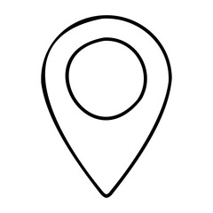 Poster - Minimalist map pin icon design in black and white. Vector hand-drawn doodle illustration