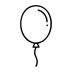 Poster - Simple black and white outline of a single balloon. Vector hand-drawn doodle illustration