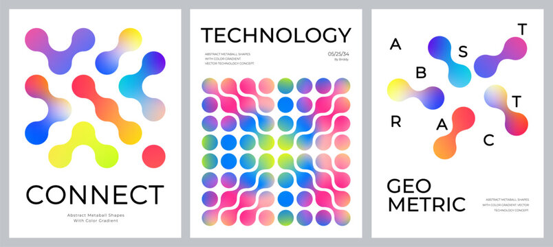 Abstract Backgrounds with Gradient Shapes. Vector Metaball Color Graphic. Poster Design with Liquid Modern Geometric Shapes